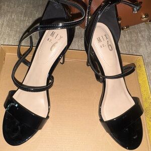 Mix No. 6 Black Patent Strappy Heels